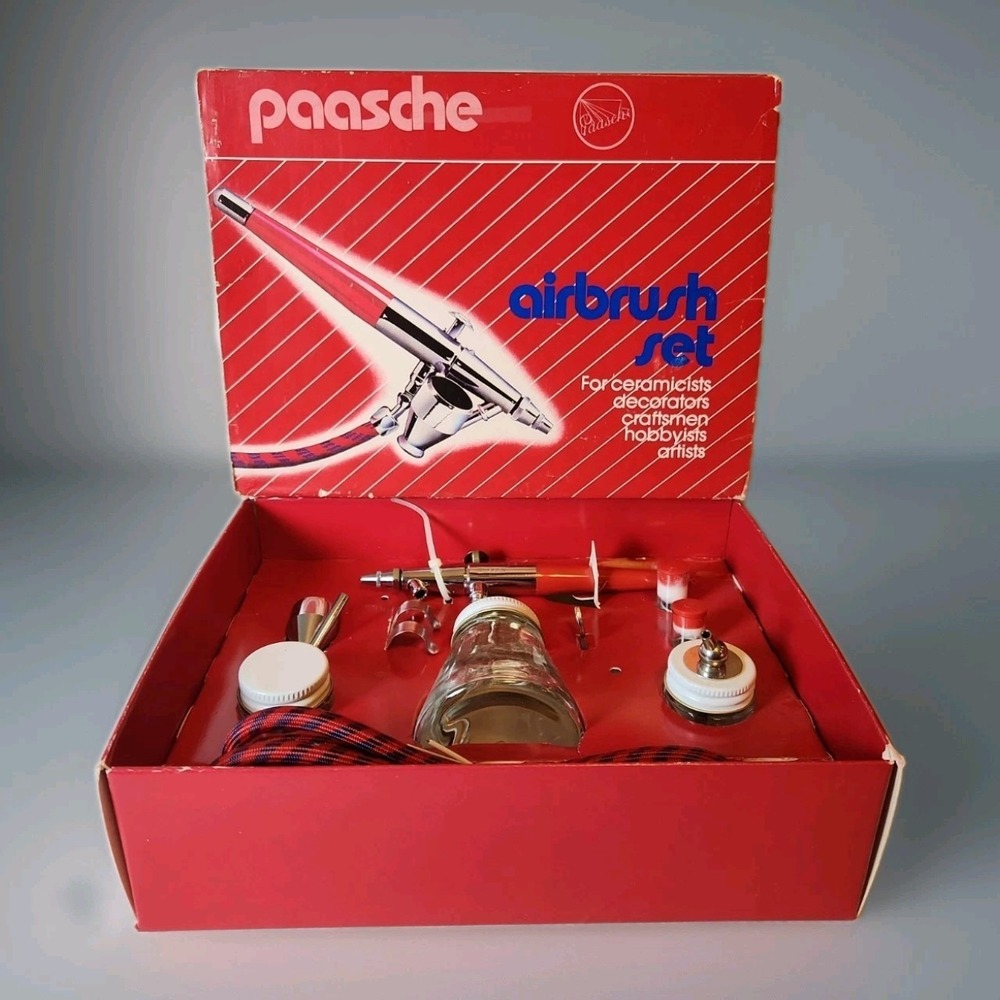 New VTG 80s Paasche V Airbrush Set - NOS Made in USA For Ceramics Artists Crafts
